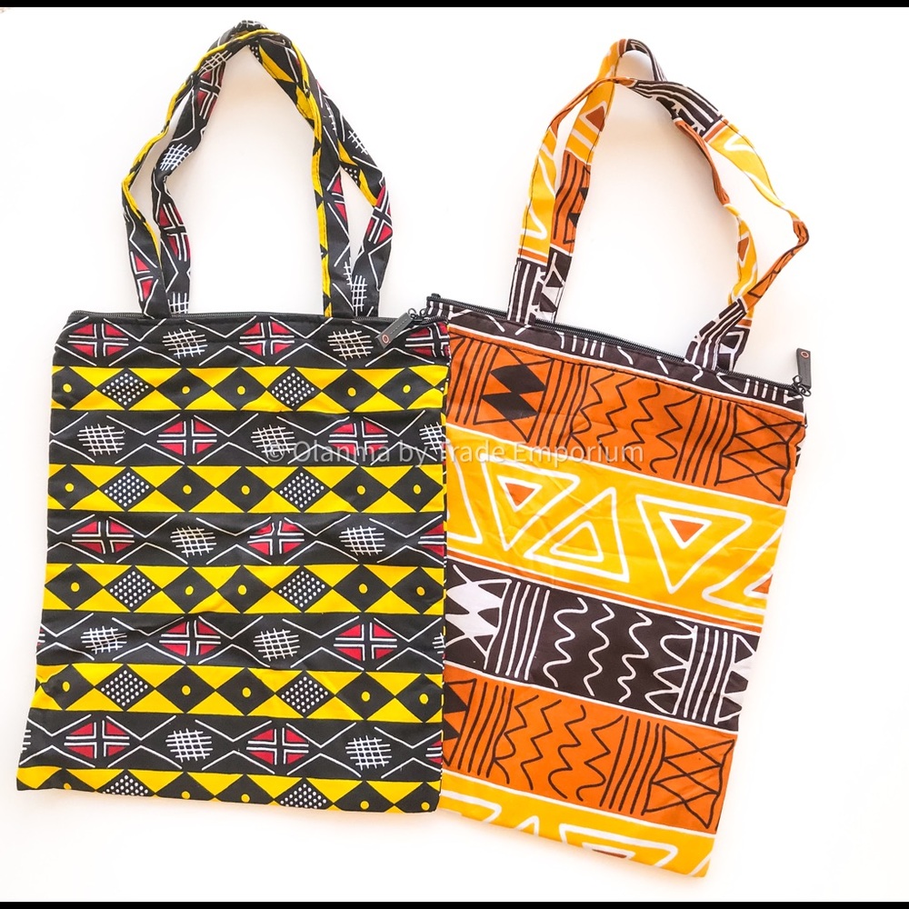 NKOLI Ankara African Print Tote Shopping Bag